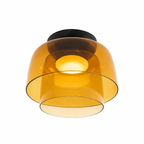 Orange double-layer compact ceiling light on white.