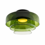 Green three-layer ceiling light on white.
