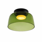 Green single-layer deep ceiling light on white.