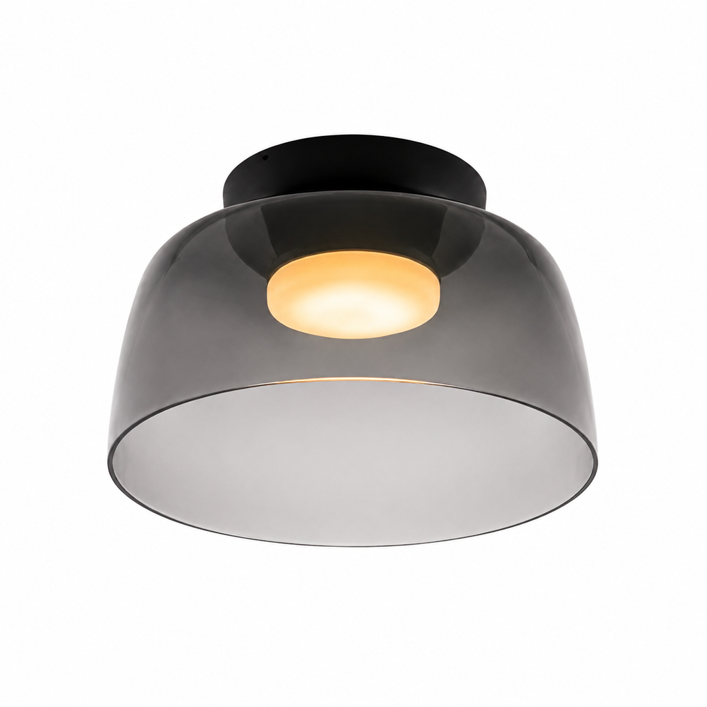 Smoke gray single-layer deep ceiling light on white.