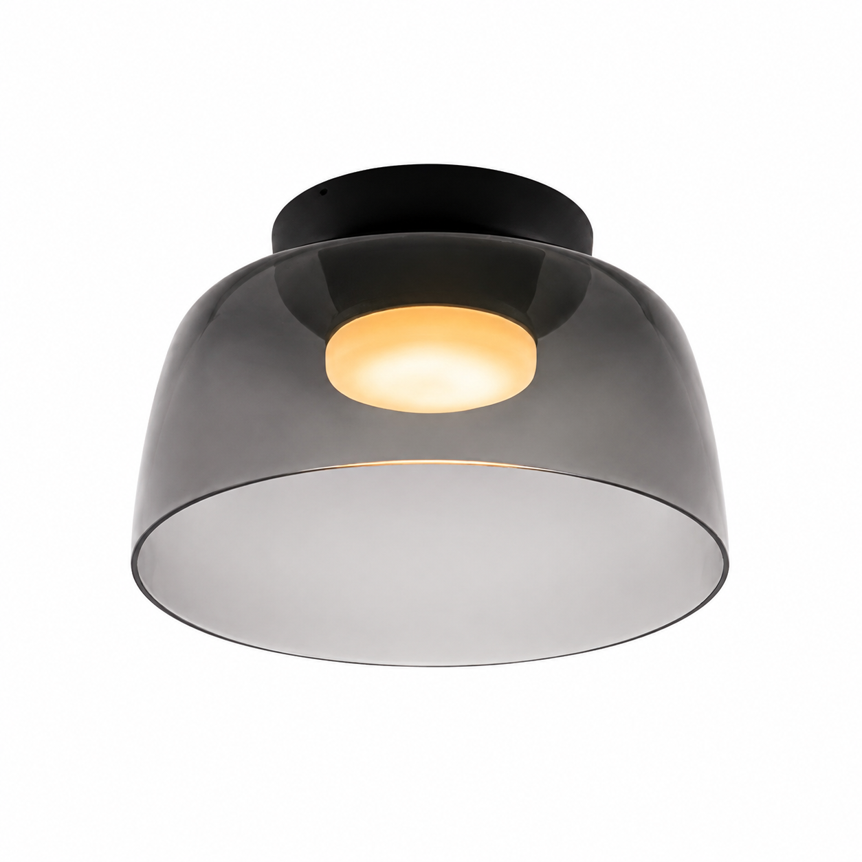 Smoke gray single-layer deep ceiling light on white.