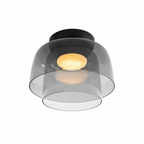 Smoke gray double-layer compact ceiling light on white.