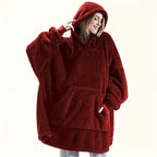 Wearable Blanket Hoodie | Double Sided Flannel Loungewear, Polyester, Multiple Colors