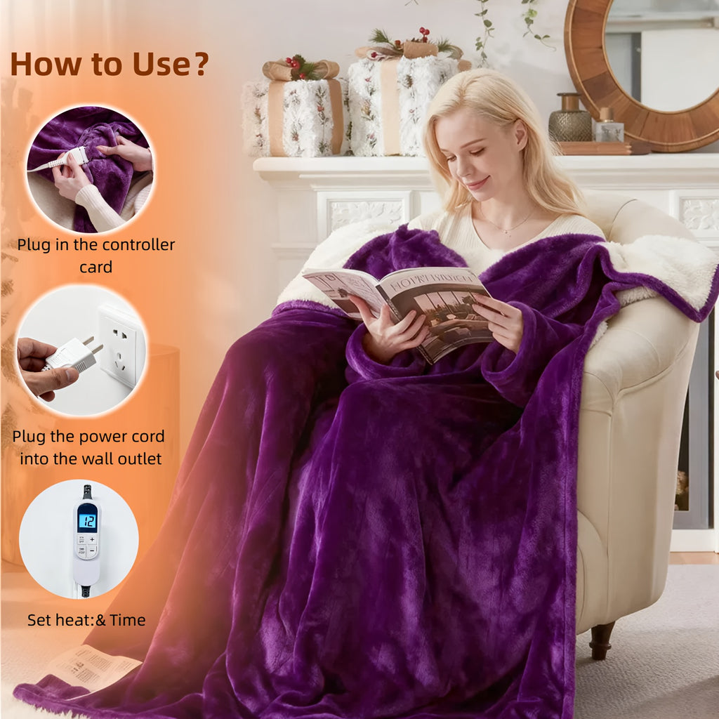 Wearable heated throw blanket 1
