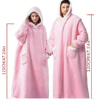 Wearable Blanket Hoodie | Long Hooded Sleeved Flannel, Polyester, Multiple Colors