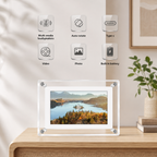 Digital photo frame clear acrylic feature view