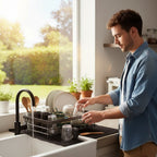 Dish Drying Rack | Foldable Space Saving Design, Stainless Steel, Black Or White