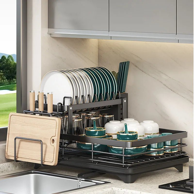 Dish Drying Rack | Foldable Space Saving Design, Stainless Steel, Black Or White
