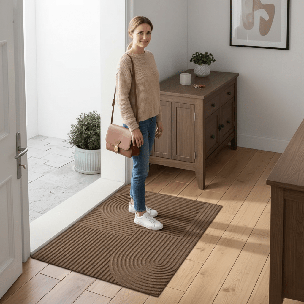 Door Mat | Absorbent Flowing Line Pattern, Polyester And TPR, Three Colors