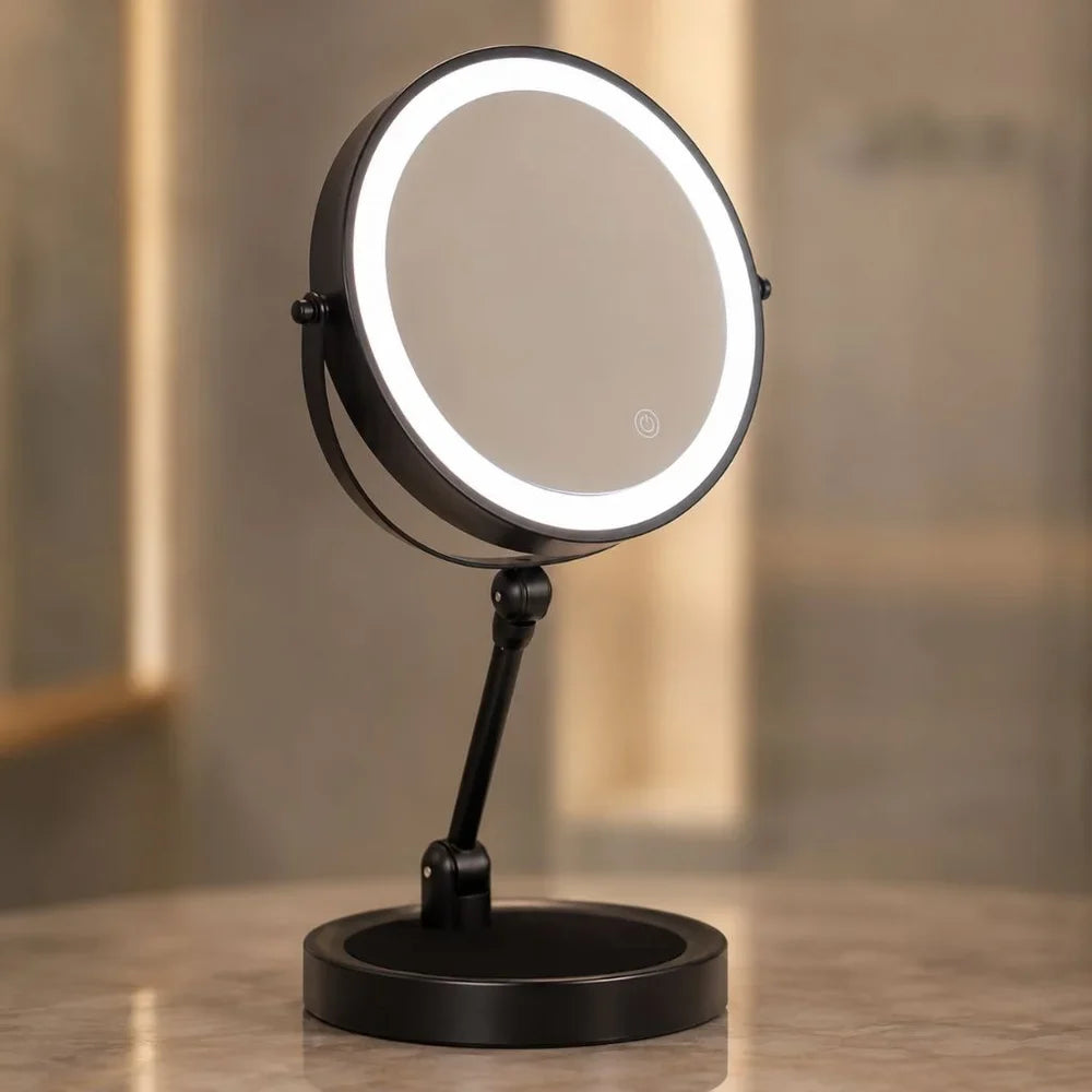 Dual Sided Vanity Mirror - Black