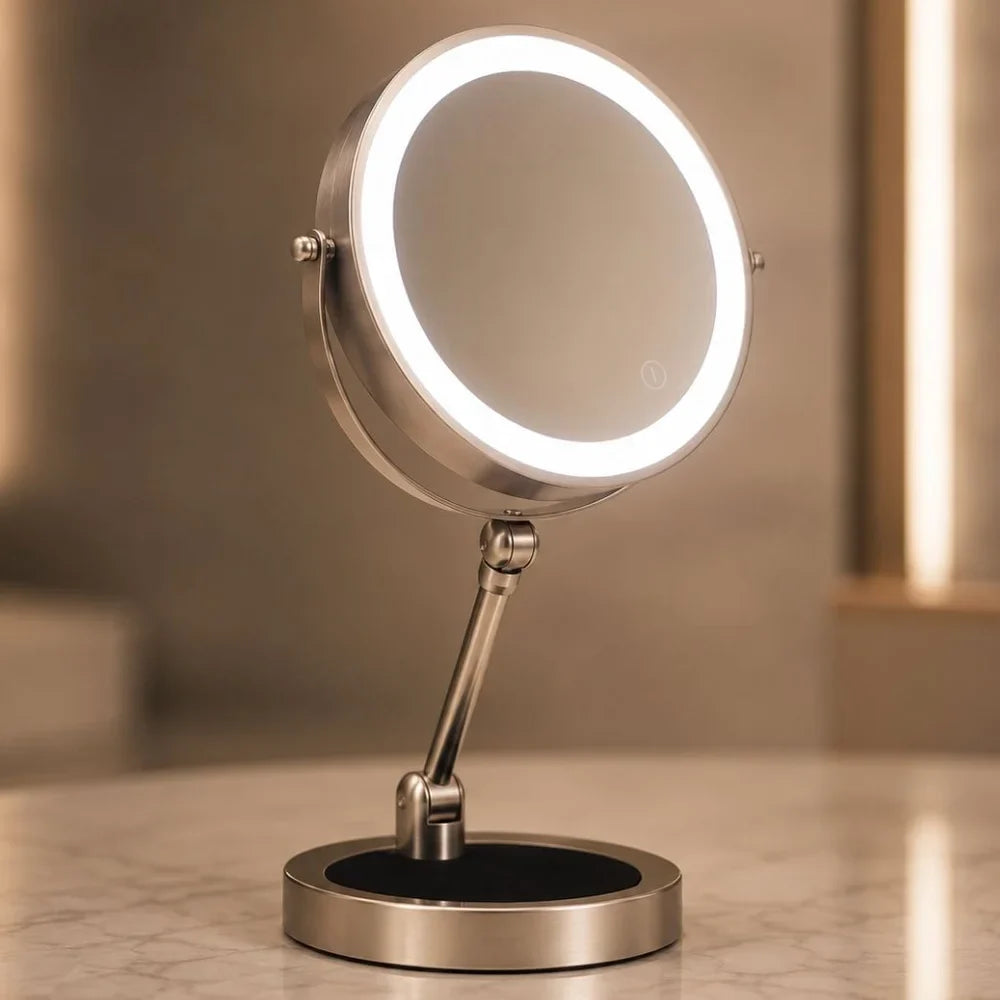 Dual Sided Vanity Mirror - Grey