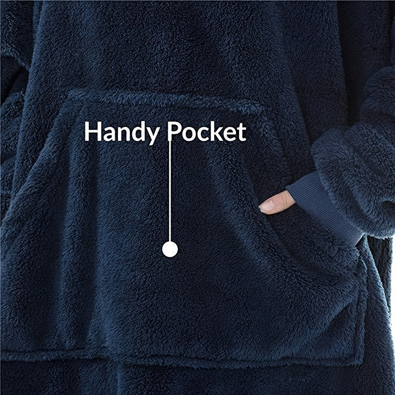 Wearable Blanket Hoodie | Double Sided Flannel Loungewear, Polyester, Multiple Colors