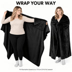 Wearable Blanket | Long Flannel Design With Double Pockets, Polyester, Multiple Colors