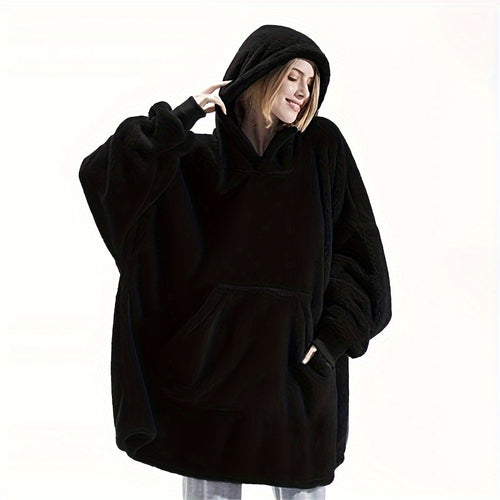 Wearable Blanket Hoodie | Double Sided Flannel Loungewear, Polyester, Multiple Colors