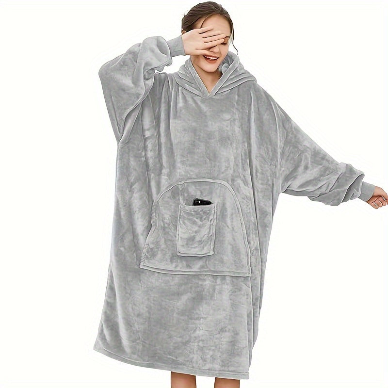 Wearable Blanket Hoodie | Oversized Sherpa Style, Polyester Flannel, Multiple Colors