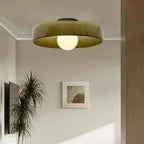 Flush Mount Ceiling Light | Nordic Glass Globe, Glass, Olive Yellow Or White