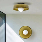 Flush Mount Ceiling Light | Nordic Glass Globe, Glass, Olive Yellow Or White