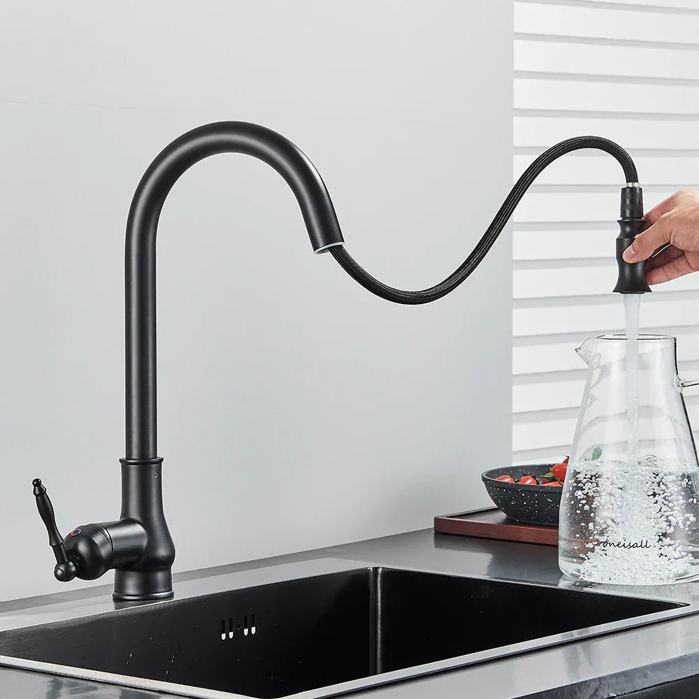 Kitchen Faucet | Pull Out Spray Head, Solid Brass, Antique Bronze Or Black