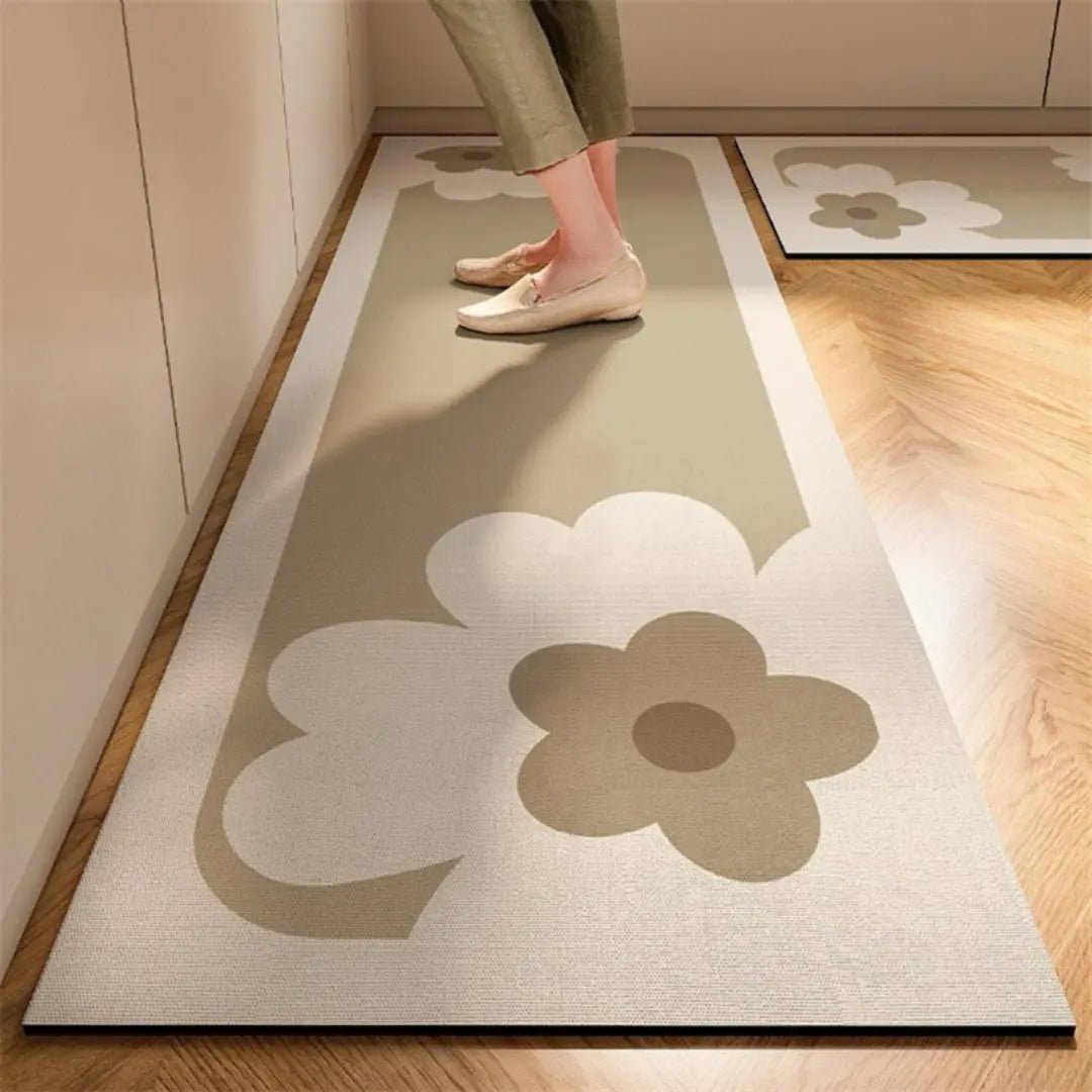 Kitchen Mat | Absorbent Nonslip Short Pile, Fiber And Rubber, Four Patterns