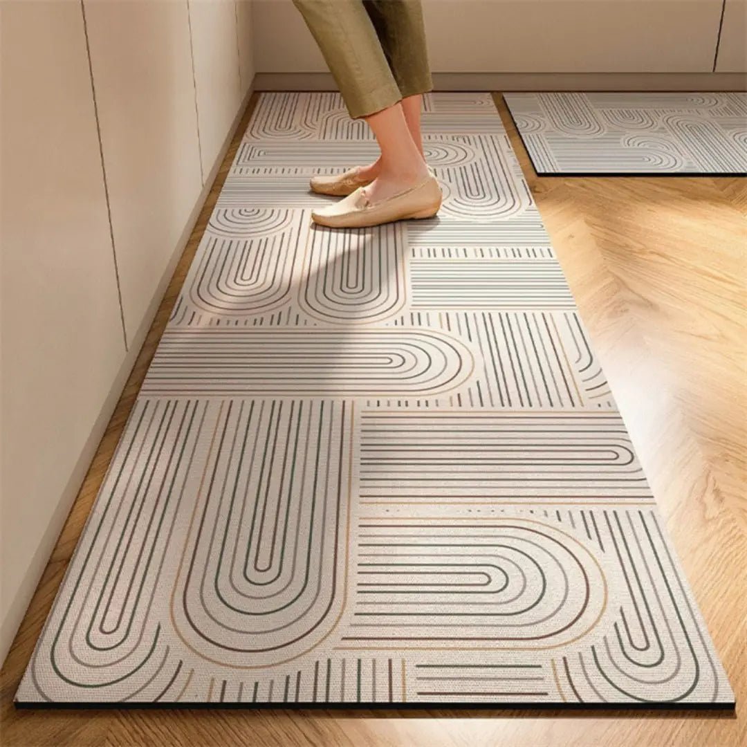 Kitchen Mat | Absorbent Nonslip Short Pile, Fiber And Rubber, Four Patterns