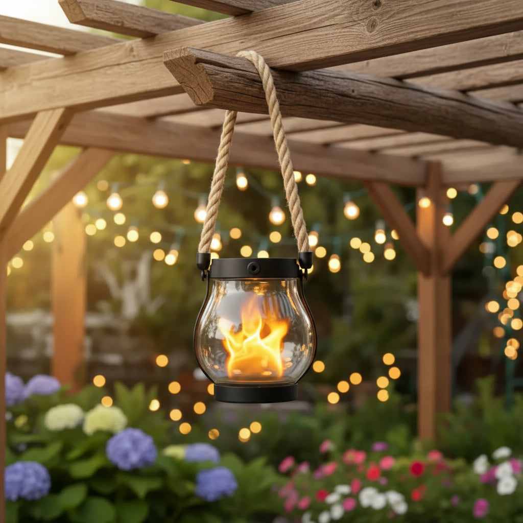 Decorative LED Lantern | Portable Design, Warm Light, Wood-Tone Finish