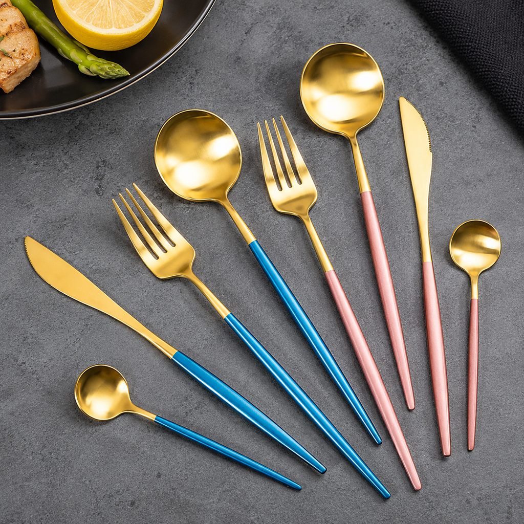 Luxury stainless steel flatware set, gallery view 5.