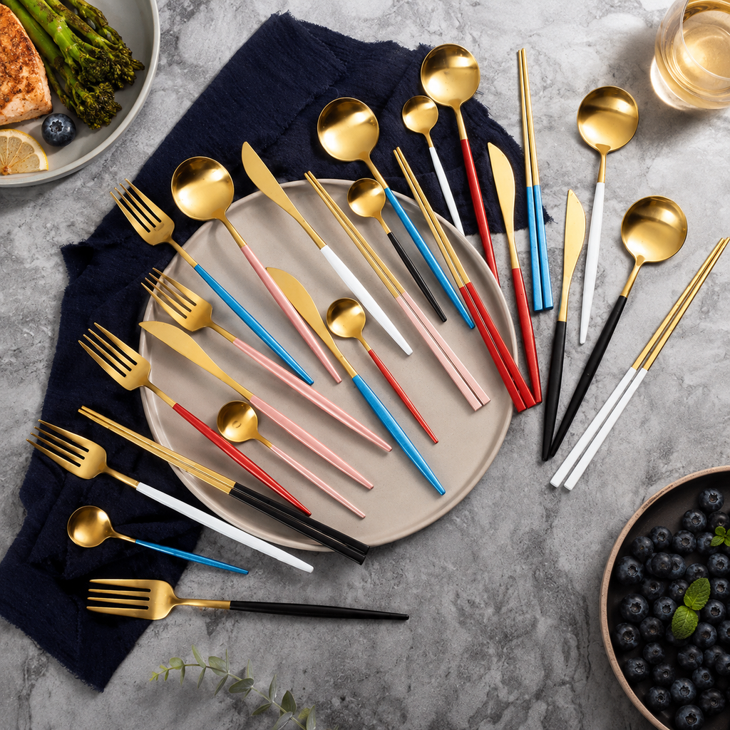 Luxury stainless steel flatware set, gallery view 7.