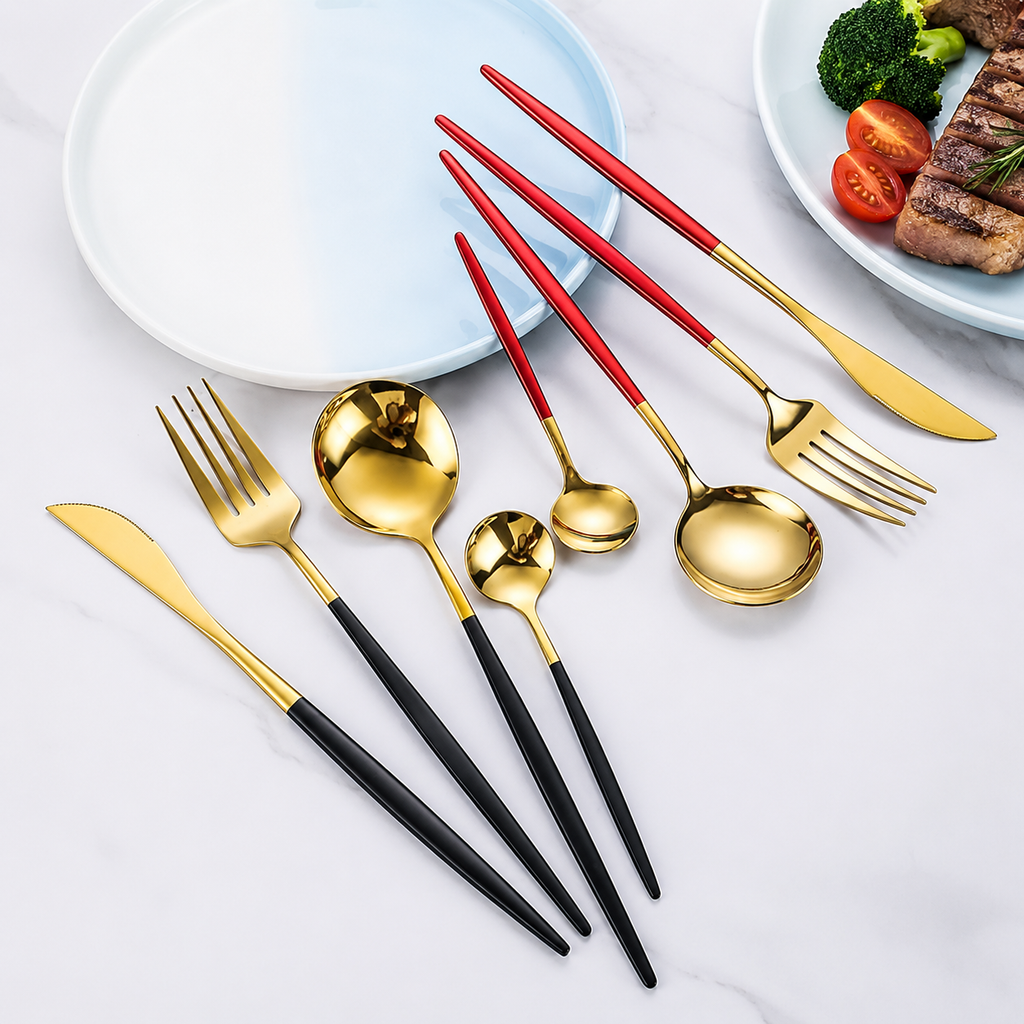 Luxury stainless steel flatware set, gallery view 12.