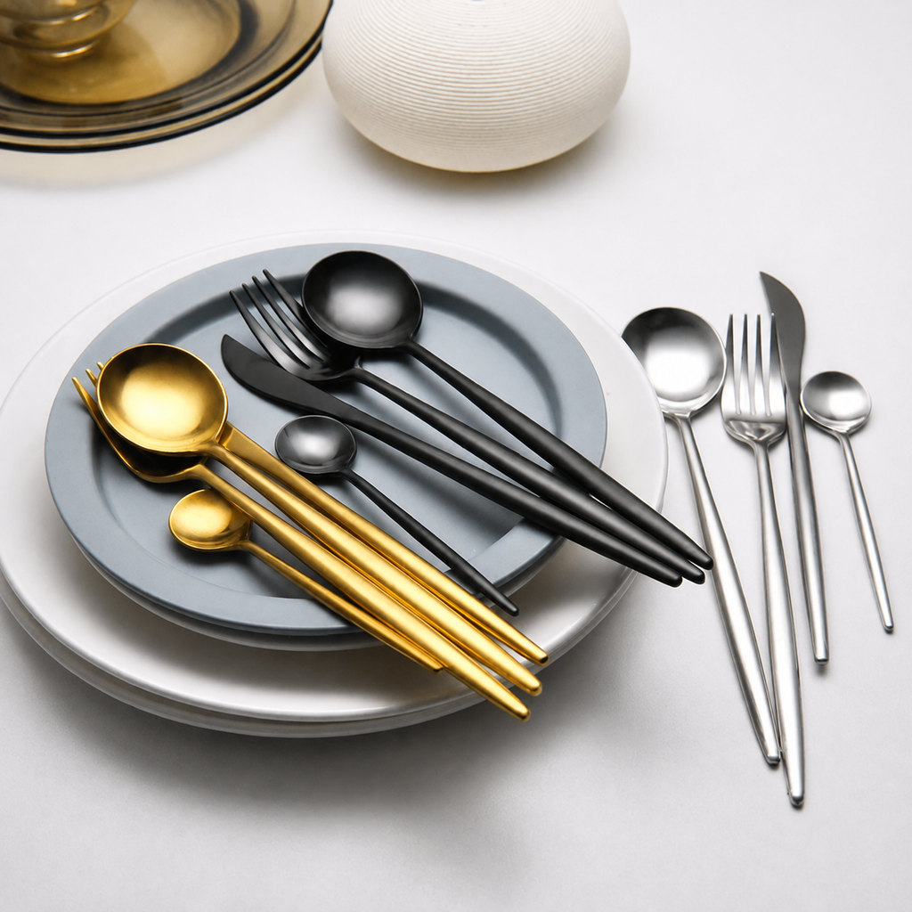 Luxury stainless steel flatware set, gallery view 13.