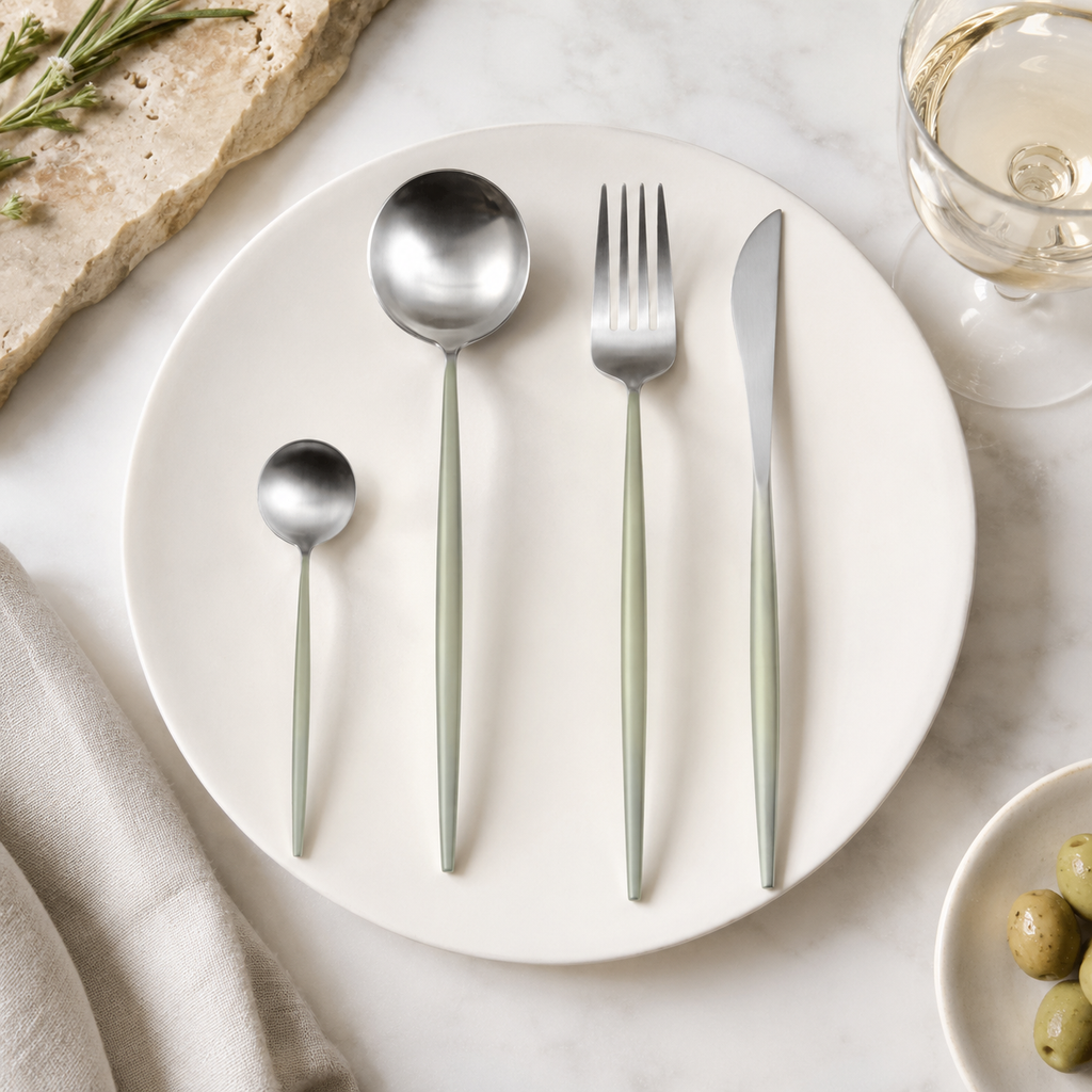 Luxury stainless steel flatware set, gallery view 17.
