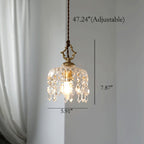 Pendant Light with decorative floral crystal shade, copper, clear and gold, gallery view 5