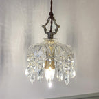 Pendant Light with decorative floral crystal shade, copper, clear and gold, gallery view 7
