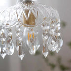Pendant Light with decorative floral crystal shade, copper, clear and gold, gallery view 11