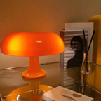Table Lamp | Scandinavian Mushroom Design, Plastic Dome Shade, White, gallery view 3.