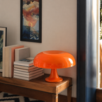 Table Lamp | Scandinavian Mushroom Design, Plastic Dome Shade, White, gallery view 5.