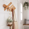 Solid oak five-peg wall rack product view 1