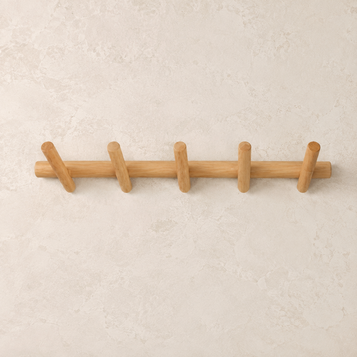 Solid oak five-peg wall rack product view 5