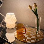 Table lamp swirled mushroom glass white feature view