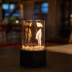 Tabletop Fireplace | Bioethanol Real Flame Design, Metal And Glass, Black
