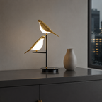 Sculptural two bird LED table lamp product view 1