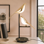Sculptural two bird LED table lamp product view 3