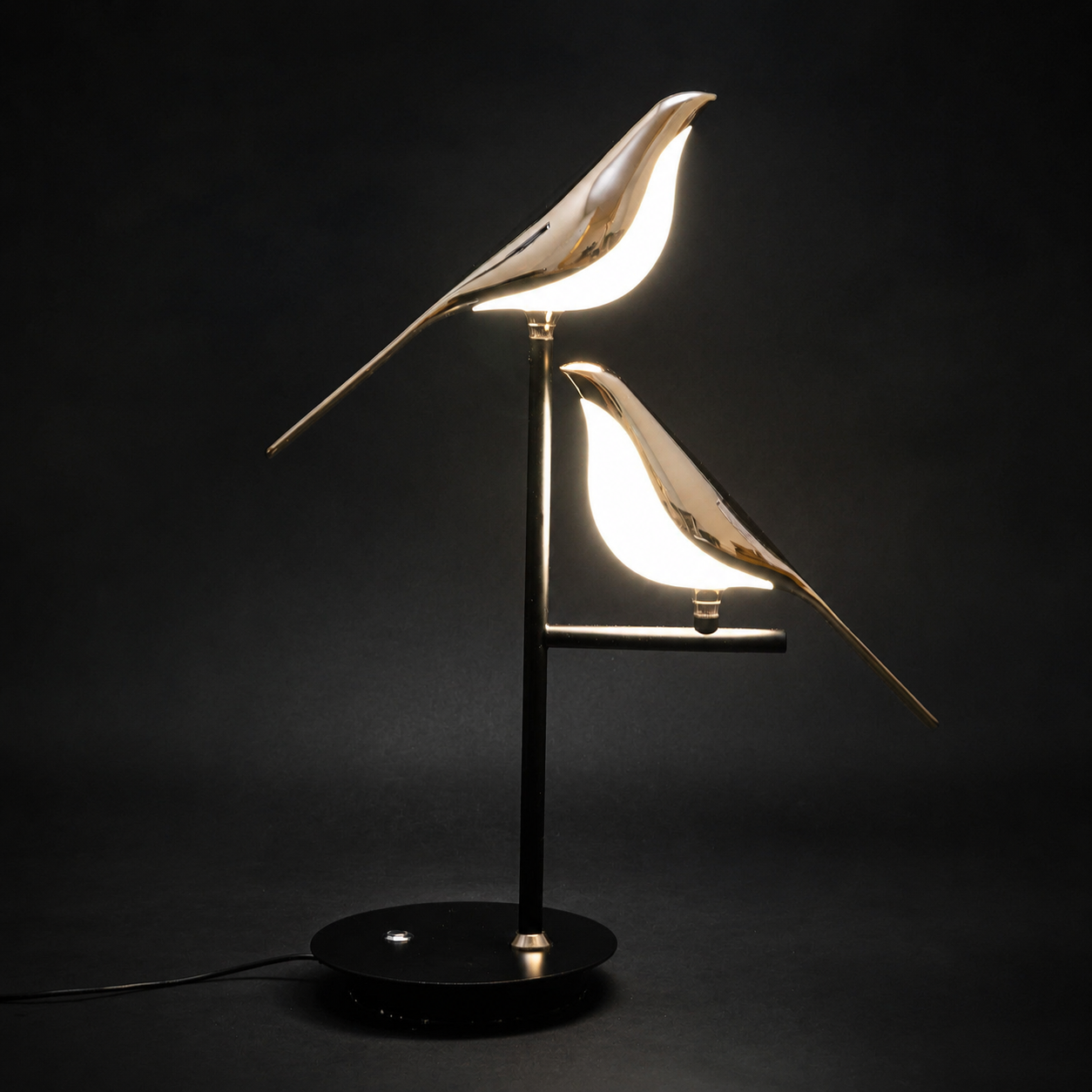 Sculptural two bird LED table lamp product view 4