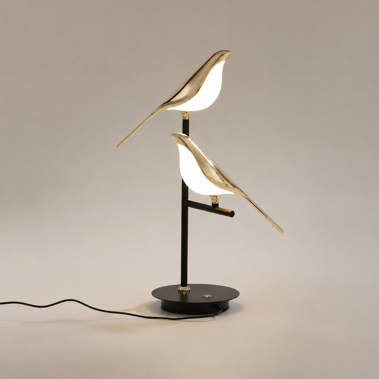 Sculptural two bird LED table lamp product view 6