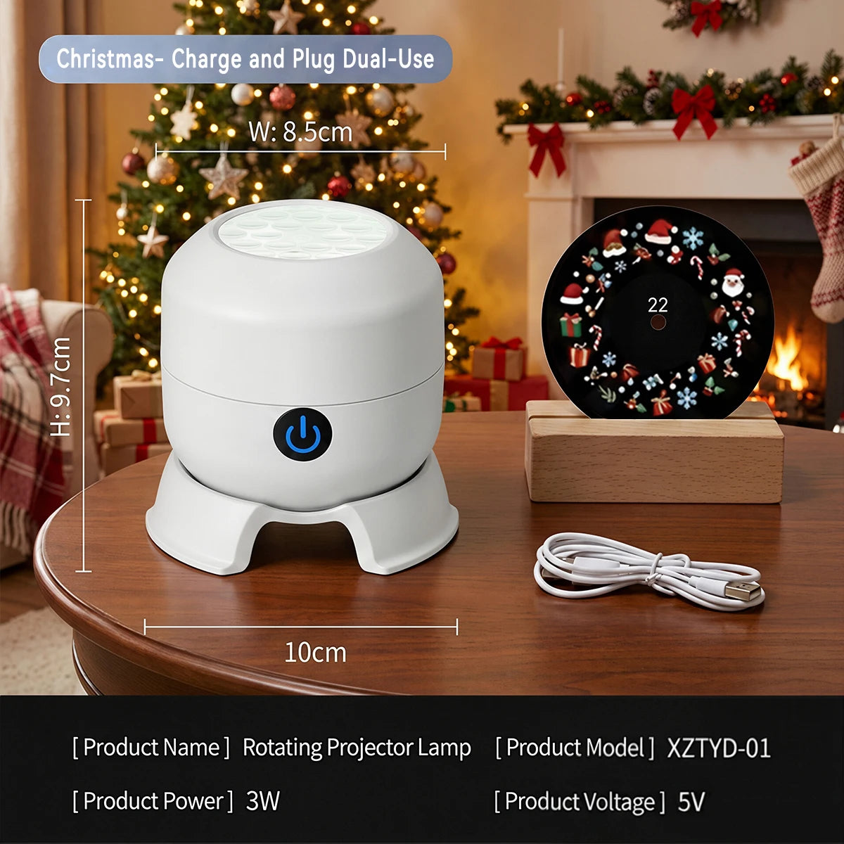 Rechargeable snowflake projector light product view 5