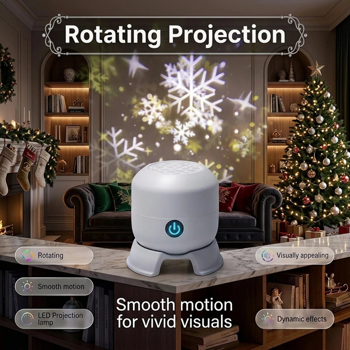 Rotating snowflake projector light product view 3