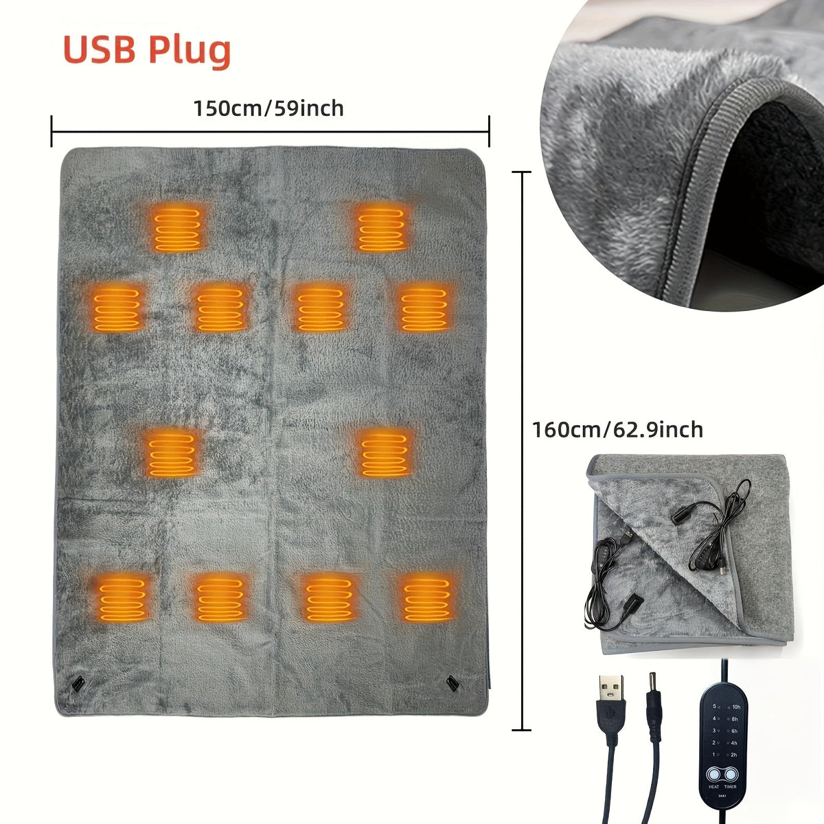 USB heated sleeping bag liner detail 1