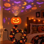 Halloween pumpkin USB projector light in a bedroom