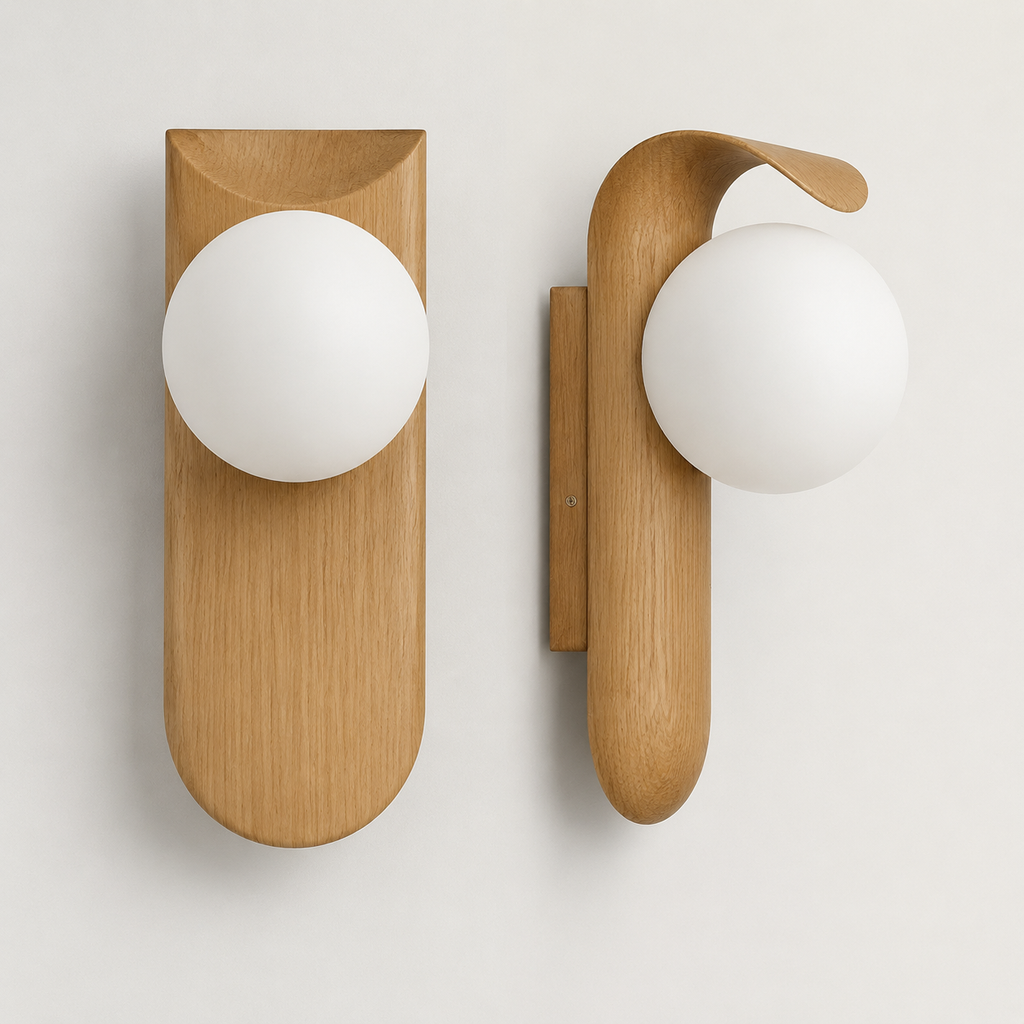 Wall sconce Scandinavian globe light detail view