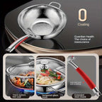 Wok | Round Bottom Three Layer Construction, Stainless Steel, Silver
