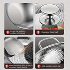 Wok | Round Bottom Three Layer Construction, Stainless Steel, Silver